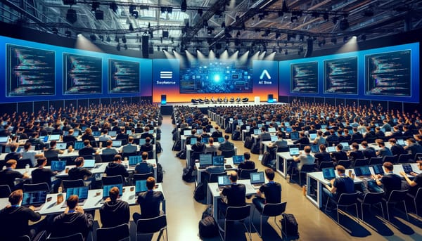 Professional developers attending WeAreDevelopers World Congress 2025 in Berlin, showcasing AI and software development innovations in a modern conference setting